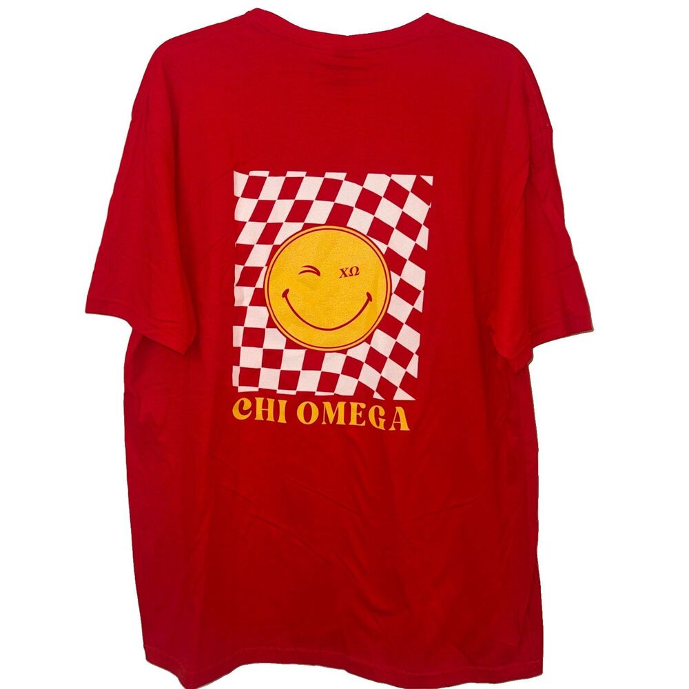 NWT CHI OMEGA Cutie Hootie Sorority Shirt Tee T-shirt XL Smiley Face